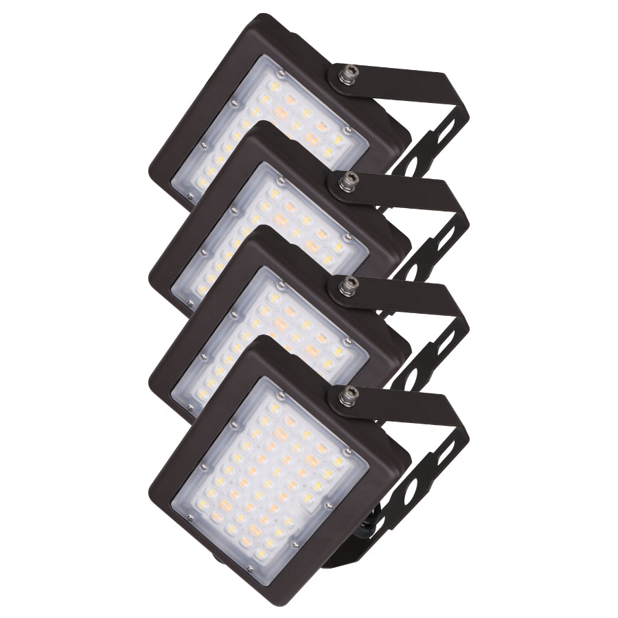 SwitchToLED 50W Max LED Flood Light 4 pack bulk commercial outdoor security lights, selectable wattage and CCT, IP65 waterproof