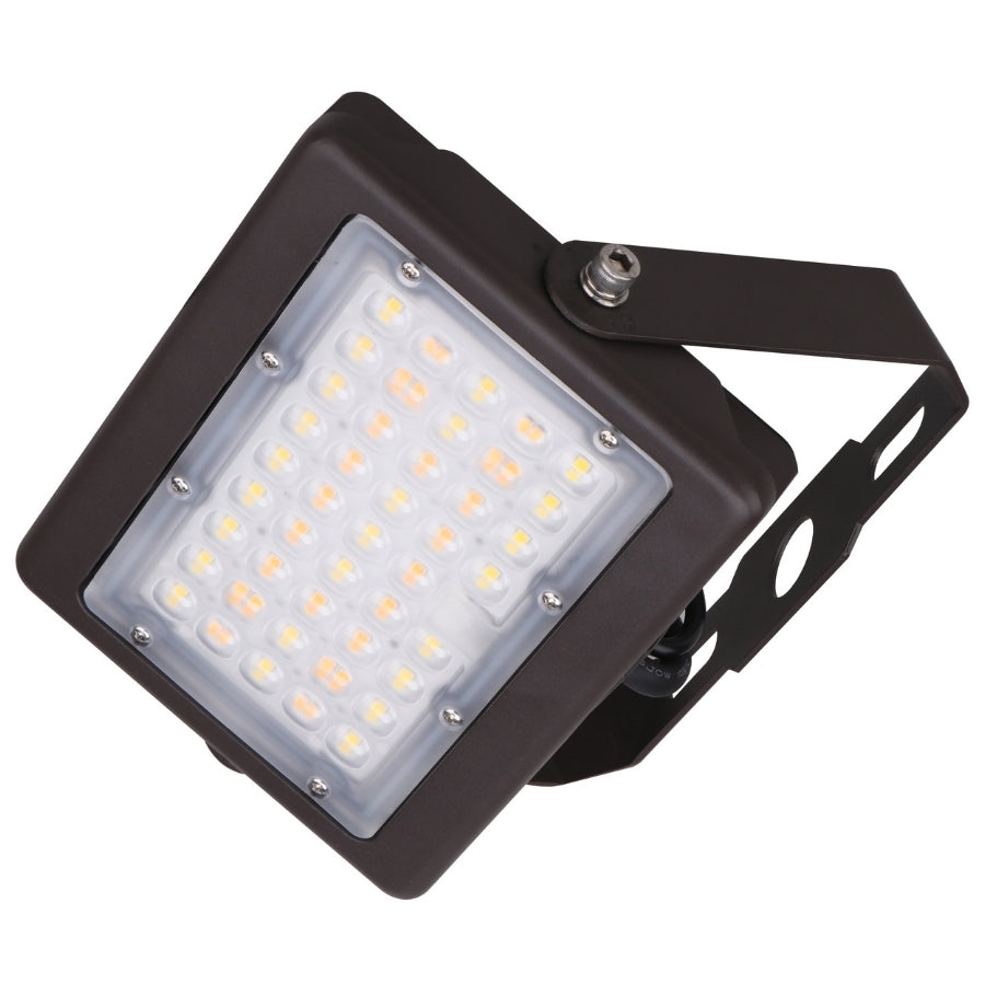 SwitchToLED 50W Max LED Flood Light with yoke mount, selectable 30W 40W 50W, 3CCT 3000K–5000K, IP65 waterproof commercial outdoor security light
