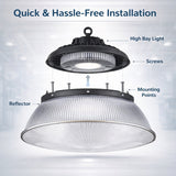 acrylic high bay reflector with labeled parts on a gray background