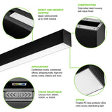 LED strip light with features highlighted on a white background