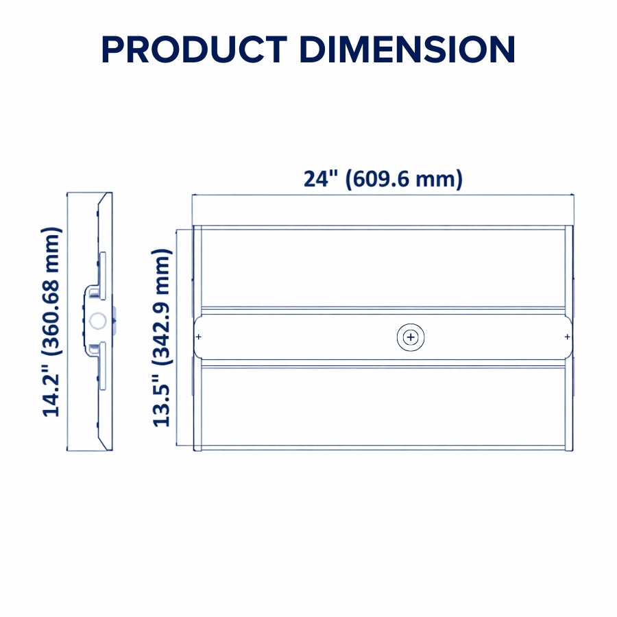 linear high bay led light fixtures​ dimensions diagram with measurements in millimeters