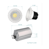 2 inch trimless recessed led downlights 8w product dimension details at switchtoled 