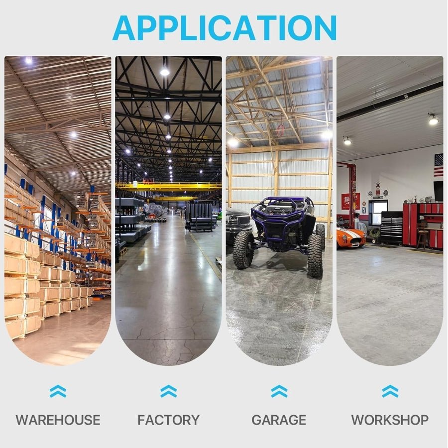switchtoled ufo led high bay light 240w use in warehouse, factory, garage, workshop