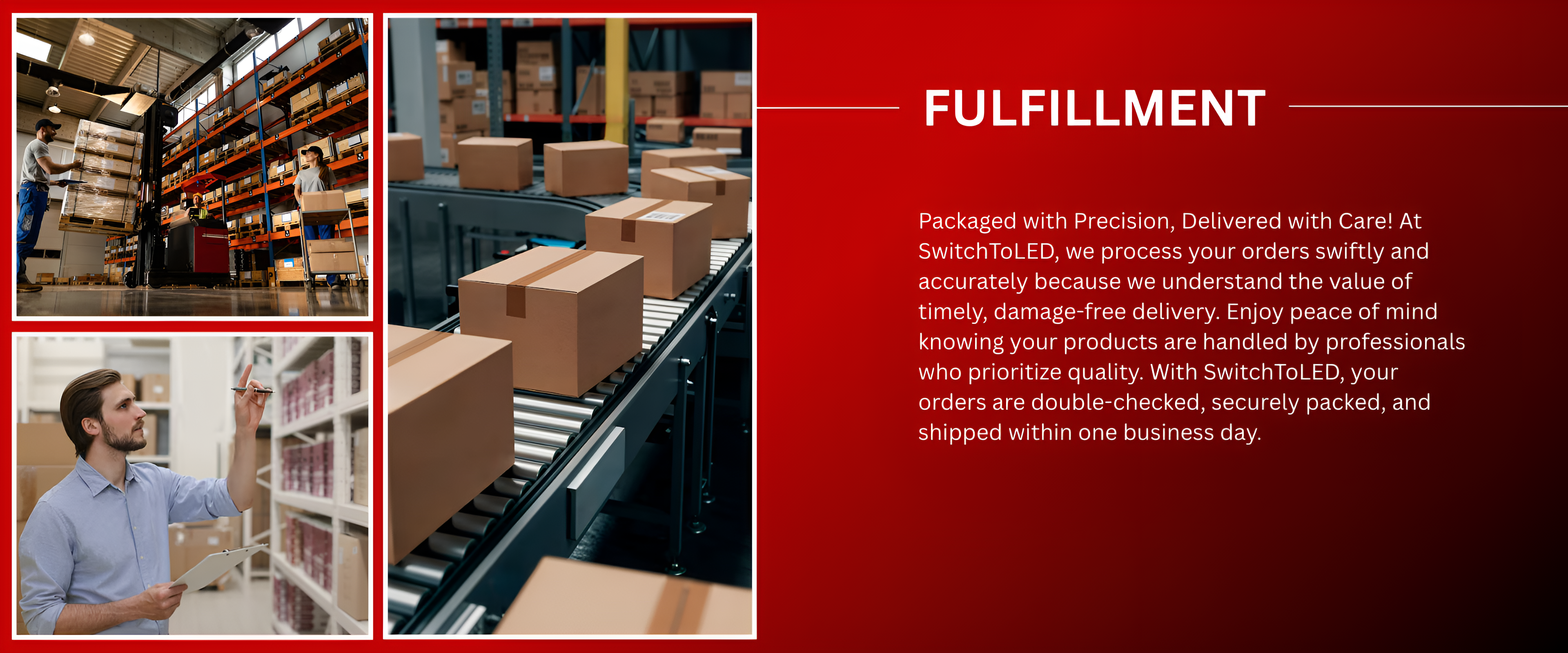 fulfillment of LED lighting at switchtoled in warehouse